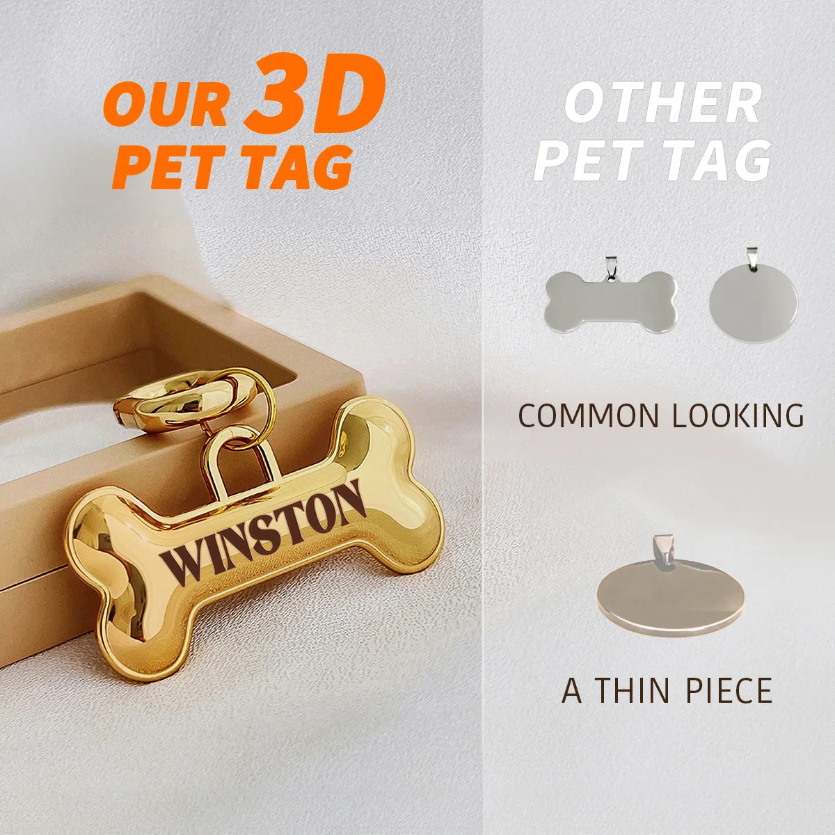 Personalized Pet ID Name Tag – Custom Engraved Anti-Lost Collar Tag for Dogs & Cats