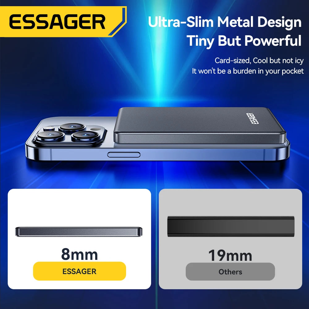Magnetic 20W Wireless Power Bank 5000mAh — Thin Portable Fast USB-C Charger for Smartphones