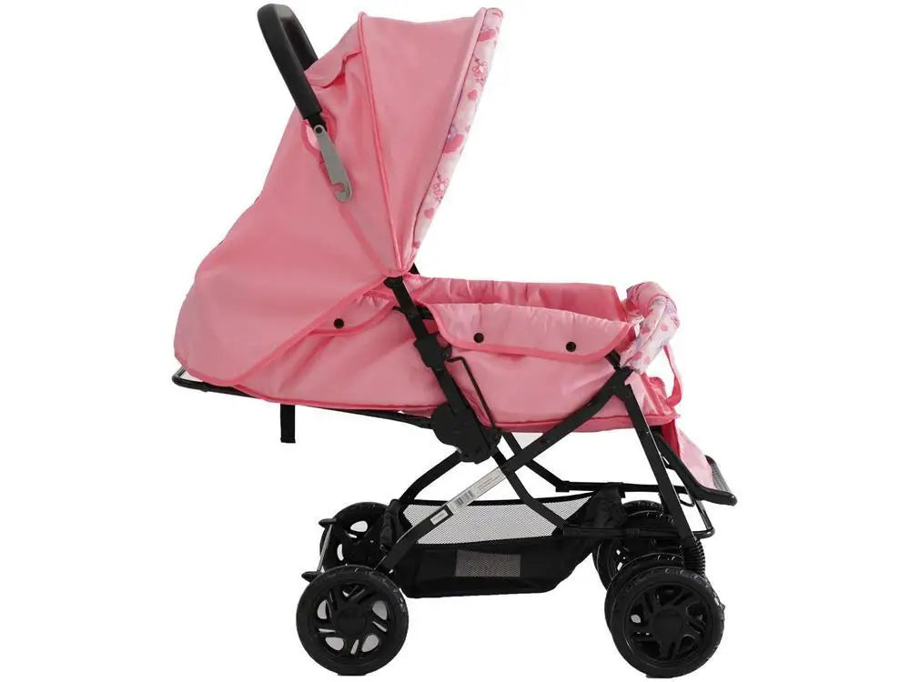 Baby Stroller Newborn to 15 kg (up to 33 lb) – Reclining Seat, Large Storage Basket & Canopy, Kitten Pink