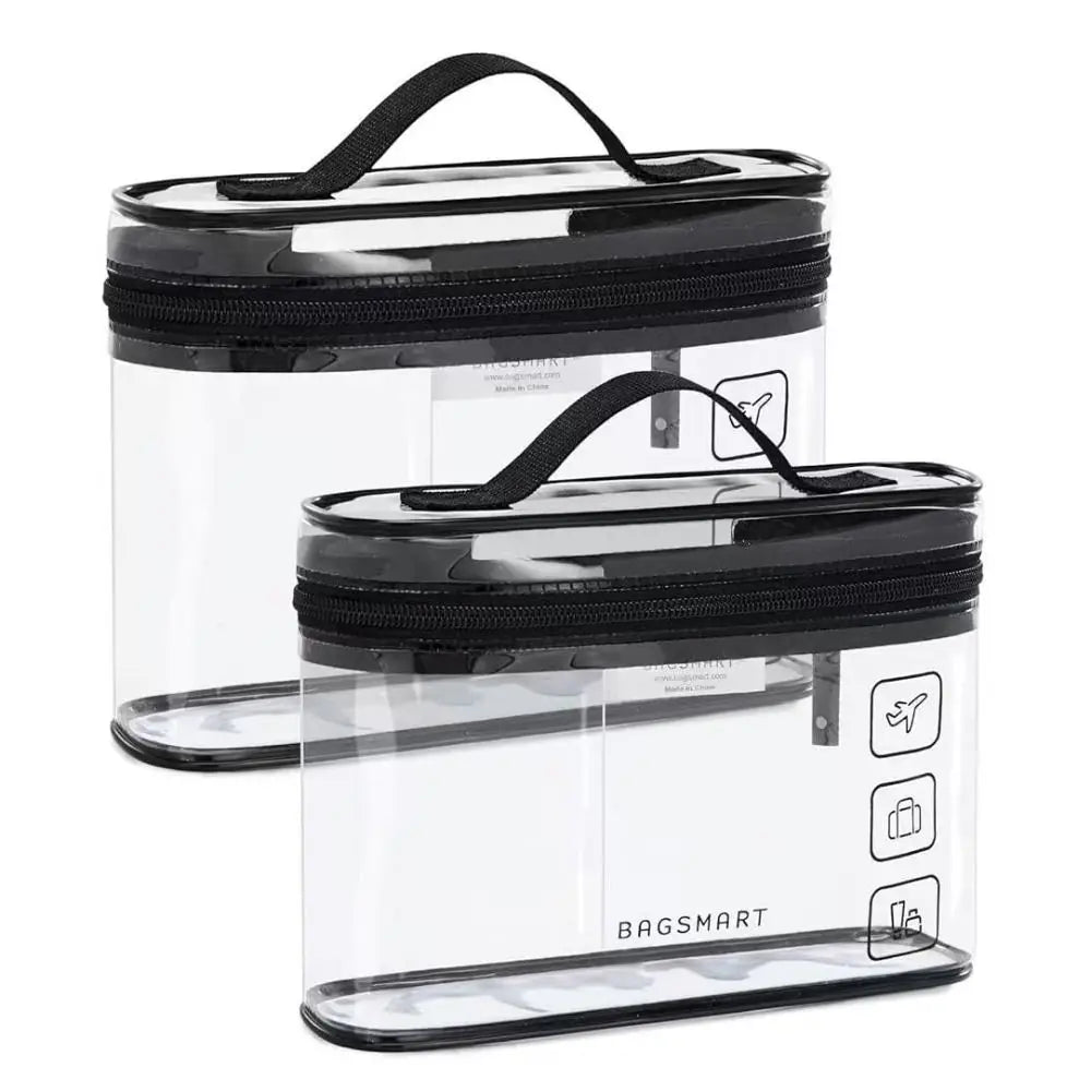 Clear Waterproof Travel Toiletry Bag - Large PVC Cosmetic Organizer 8.5 x 6.3 x 3.1 in (21.6 x 16 x 7.8 cm)