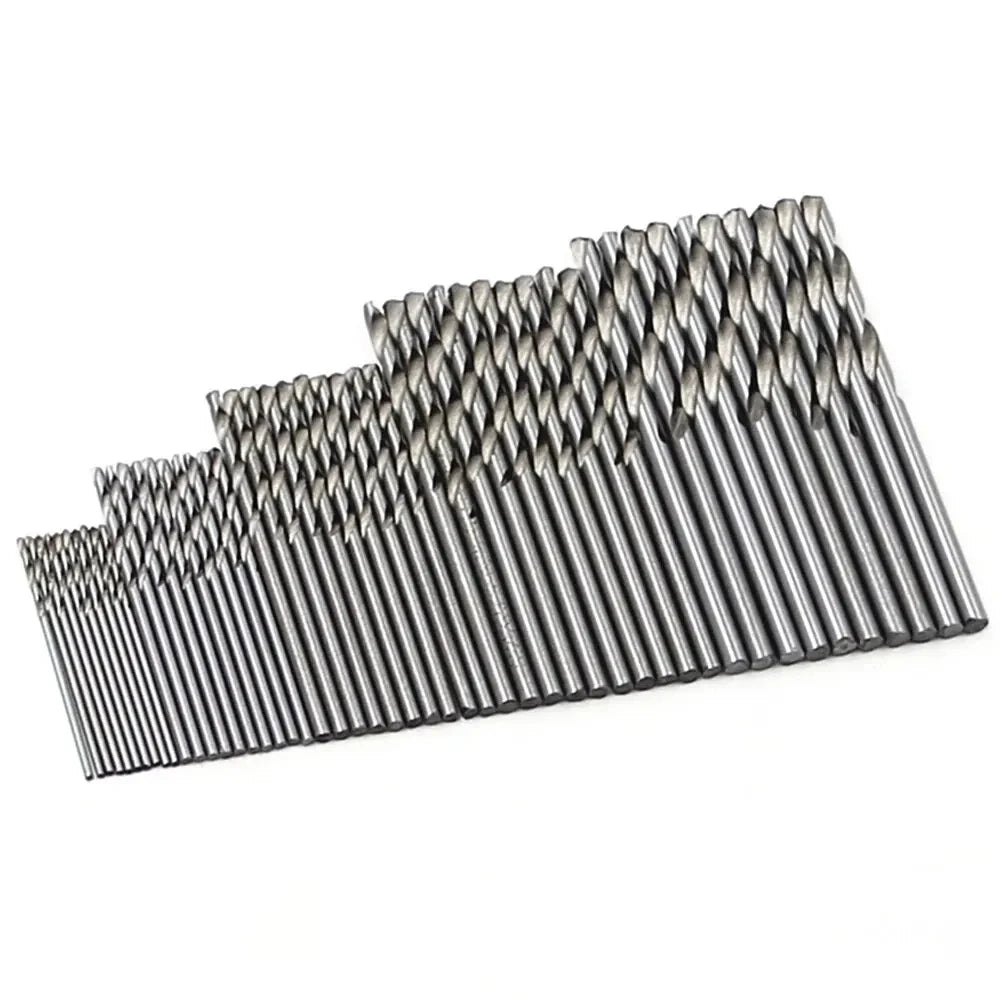 100-Piece Twist Drill Bit Set 1–3mm (0.04–0.12 in) Titanium Plated + Natural Finish for Wood & Metal, Handheld & Electric Drills