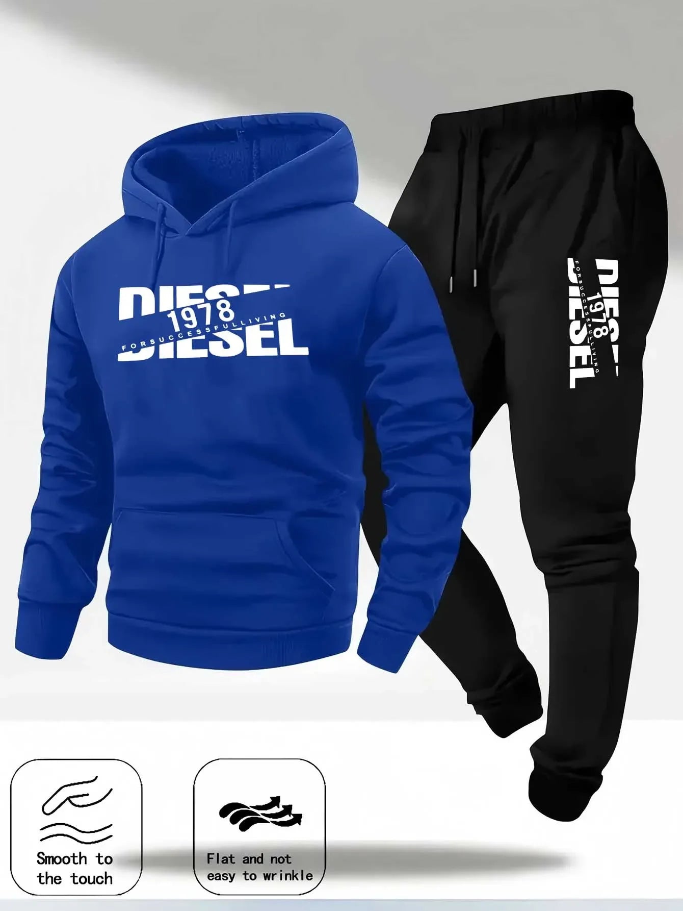 Men's Autumn/Winter Hooded Tracksuit Set – Casual Hoodie & Jogger Pants Two-Piece