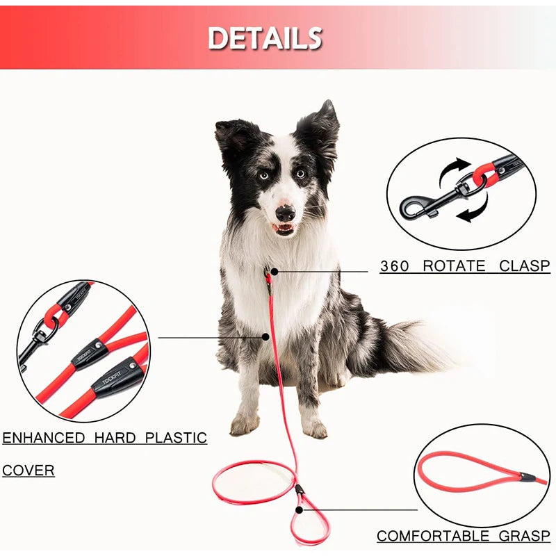 Waterproof PVC Dog Leash — Long Training Recall Lead 5ft/1.5m, 10ft/3m, 20ft/6m, 30ft/9m — Durable Tangle-Free Leash for Beach, Yard & Camping