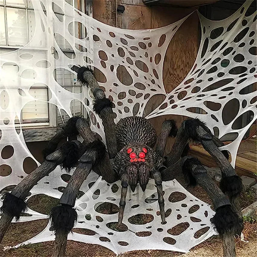 Halloween Outdoor Stretchy Spider Web Netting - Cut-to-Size Giant Spider Webbing Gauze Decoration