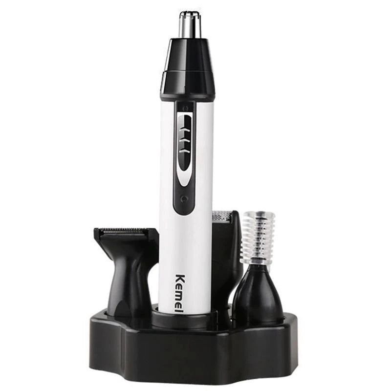 4-in-1 Rechargeable Cordless Nose & Ear Trimmer for Men — Beard, Eyebrow & Face Groomer with EU Charger