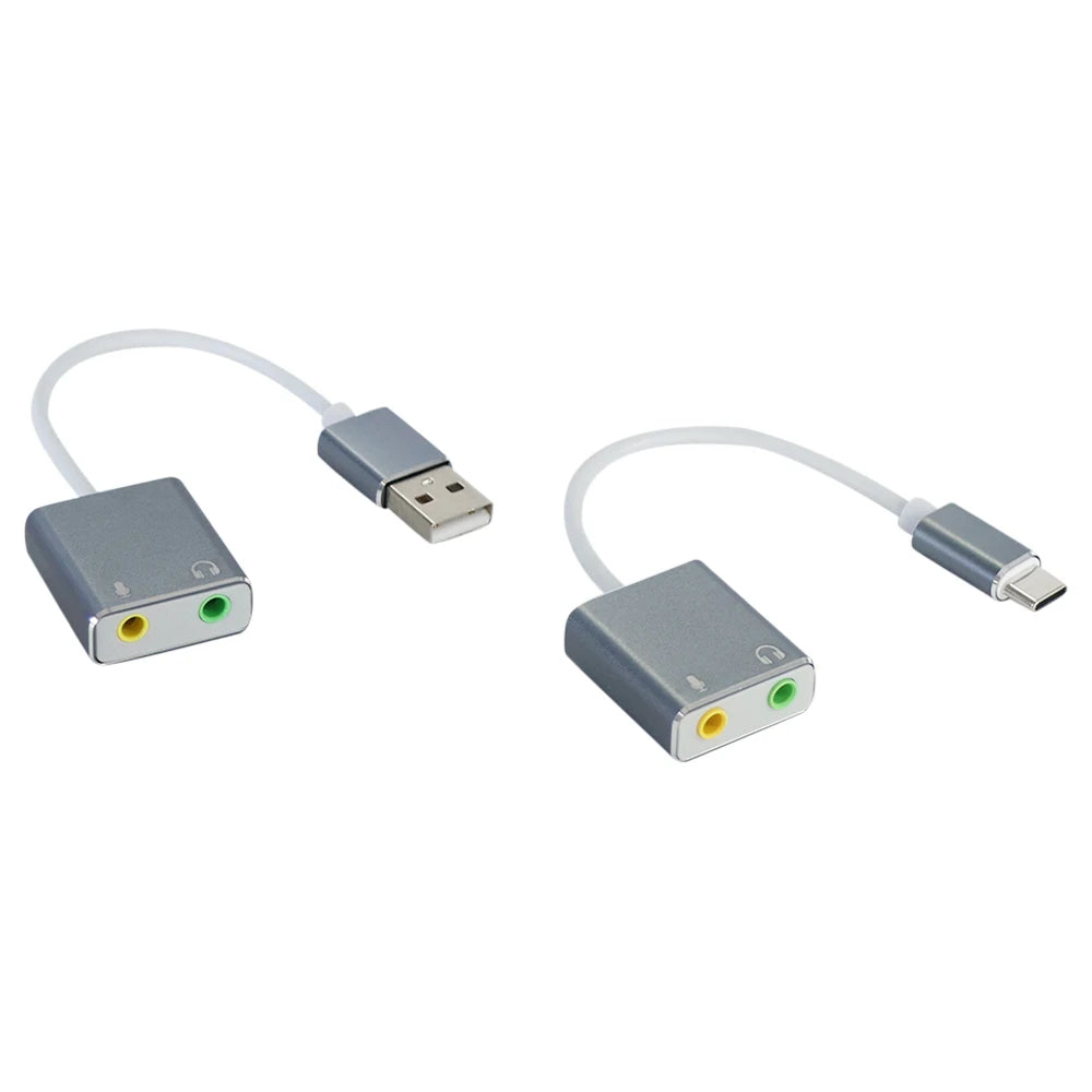 USB-C to 3.5mm Audio Adapter External USB Sound Card — Headphone & Mic Jack for Laptop MacBook Pro