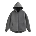 Women's Oversized Zipper Hoodie Jacket with Double Pockets - Casual Autumn/Winter Coat
