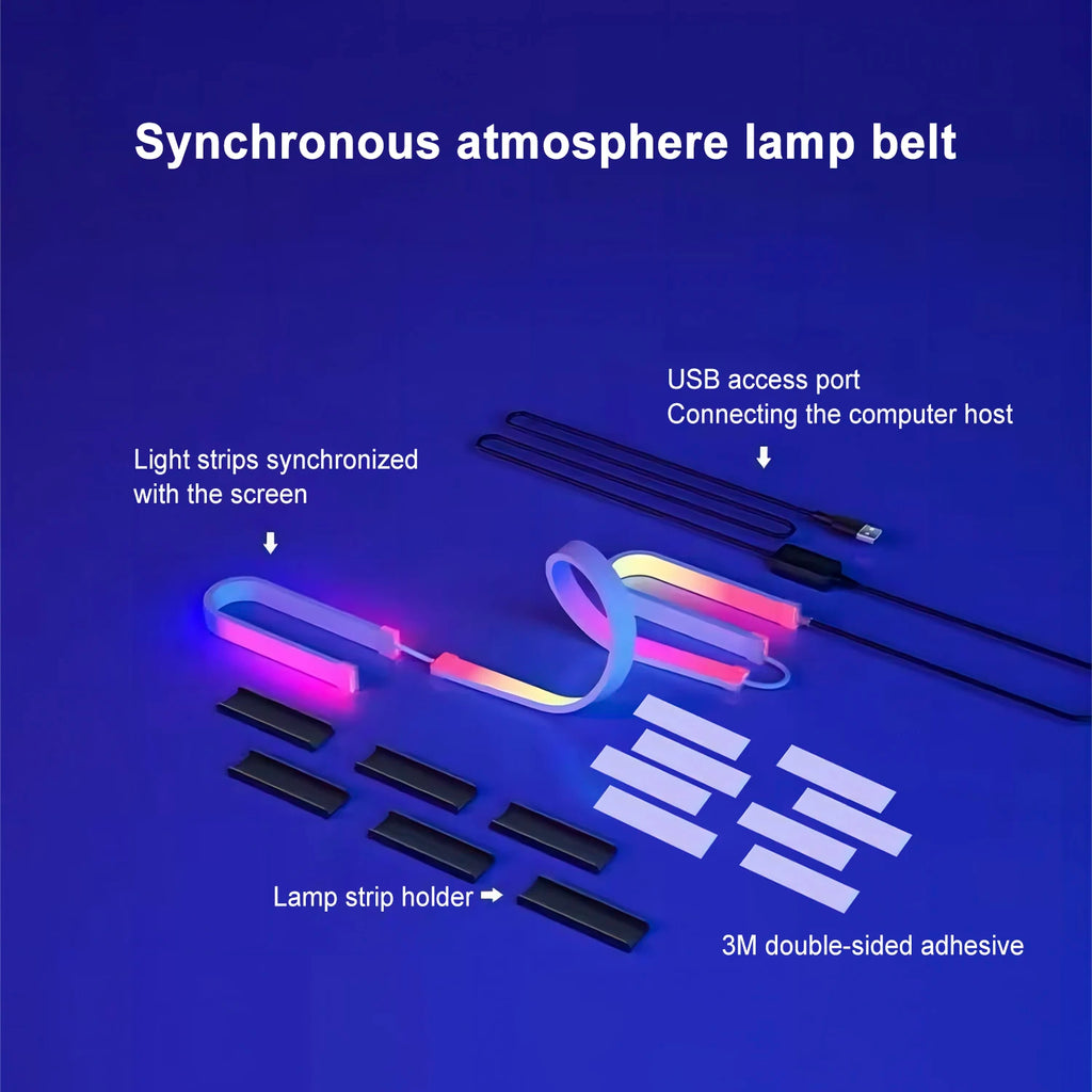Smart RGB LED Monitor Backlight Strip USB Sync — Gaming Light Bar for 24–34 in (61–86 cm) PC Screens, Waterproof