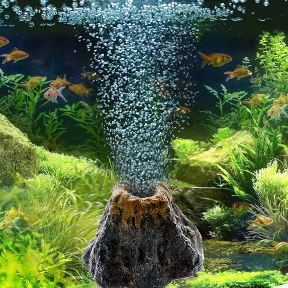 Volcano Air Stone Aquarium Decoration Bubble Rock Oxygen Diffuser Plate for Fish Tank