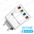 4-Port USB-A Wall Charger QC 3.0 3.1A Fast Travel Charger, 45W Total, US/EU Plug