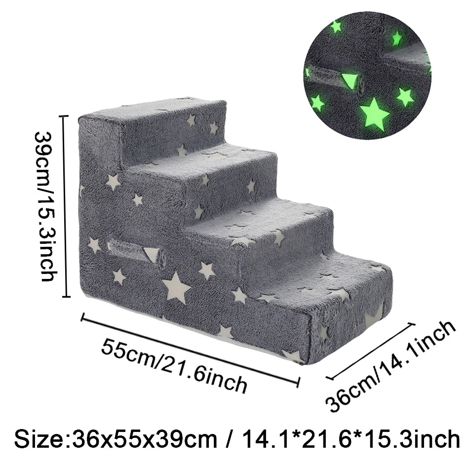 Pet Stairs for Dogs & Cats — 3- or 4-Step Detachable Sponge Ramp, Washable Waterproof Anti-Bite Pet Ladder