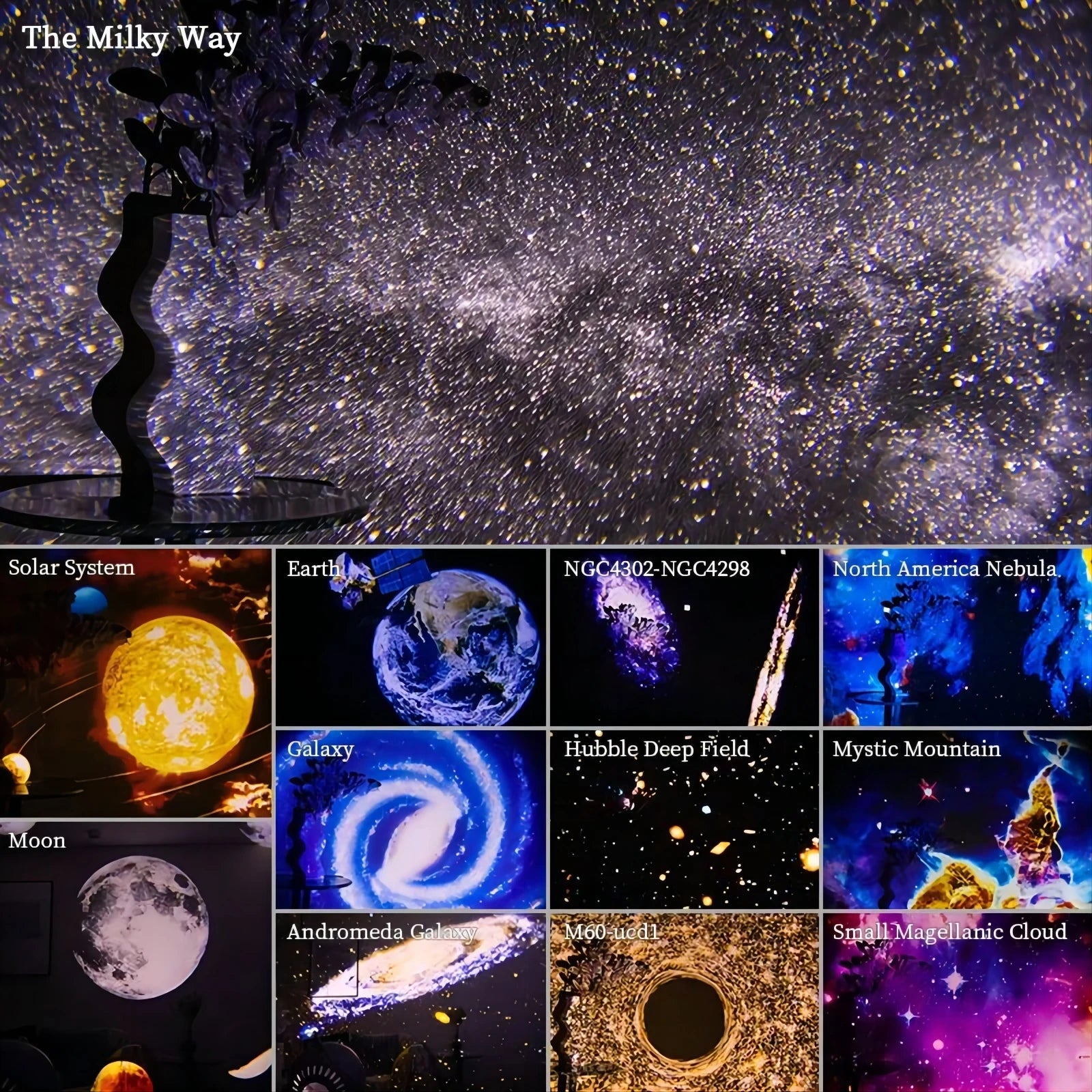 LED Galaxy Star Projector Night Light 360° Rotating Planetarium Lamp — 12-in-1 HD Scenes for Kids Room & Bedroom