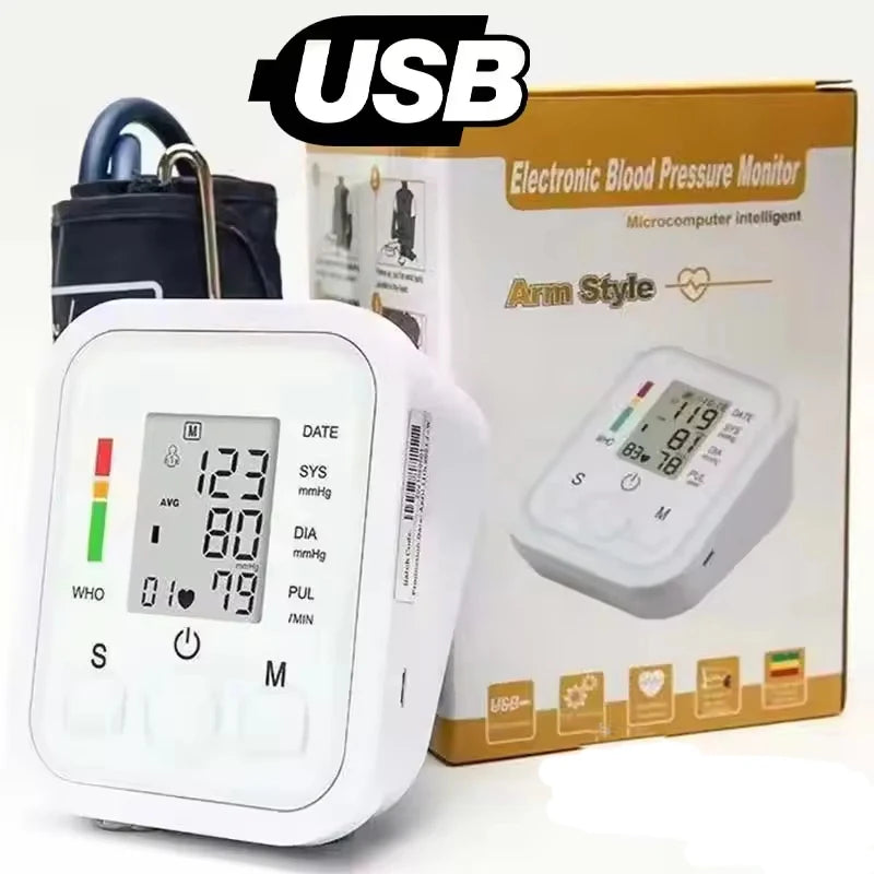 Digital Upper Arm Blood Pressure Monitor with Large LED Display Automatic Home BP Cuff