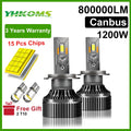 1200W 800000LM Canbus LED Headlight & Fog Lamp Bulbs 6000K 12V for Car H1 H4 H7 H8 H9 H11 9005 9006 9012 HB3 HB4 (Pair)