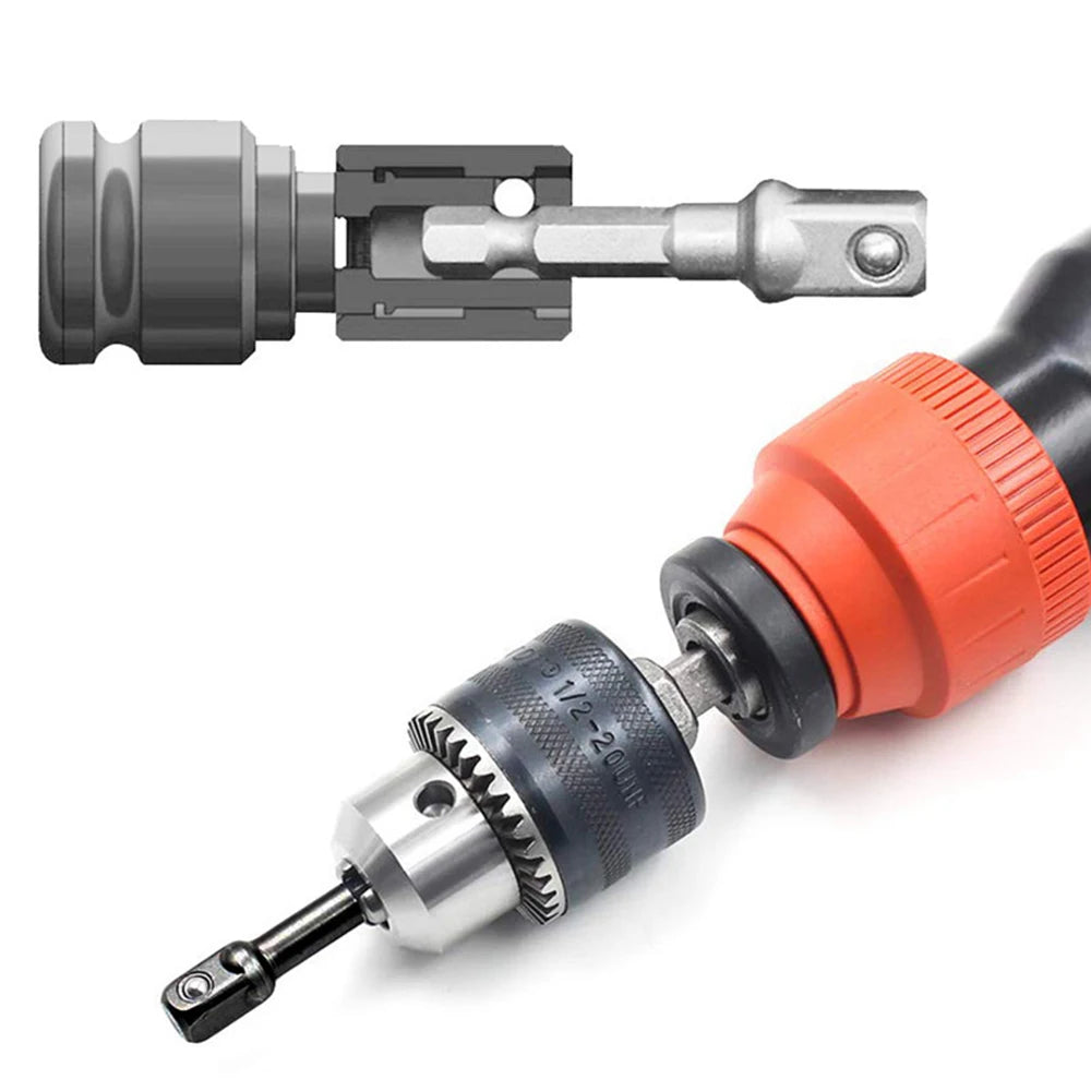 8-Piece Black Drive Adapter & Extension Rod Set for Screwdrivers — 1/4, 3/8, 1/2 in (6.35, 9.53, 12.7 mm), Assorted 25–73 mm