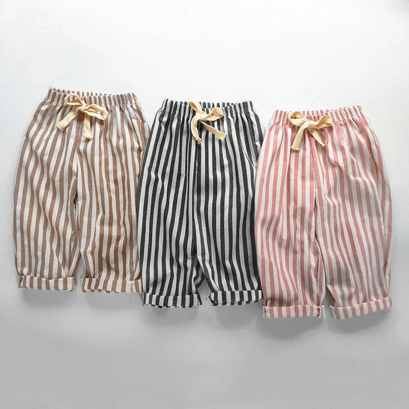 Kids Striped Linen-Cotton Harem Pants – Boys & Girls, Ages 4-6