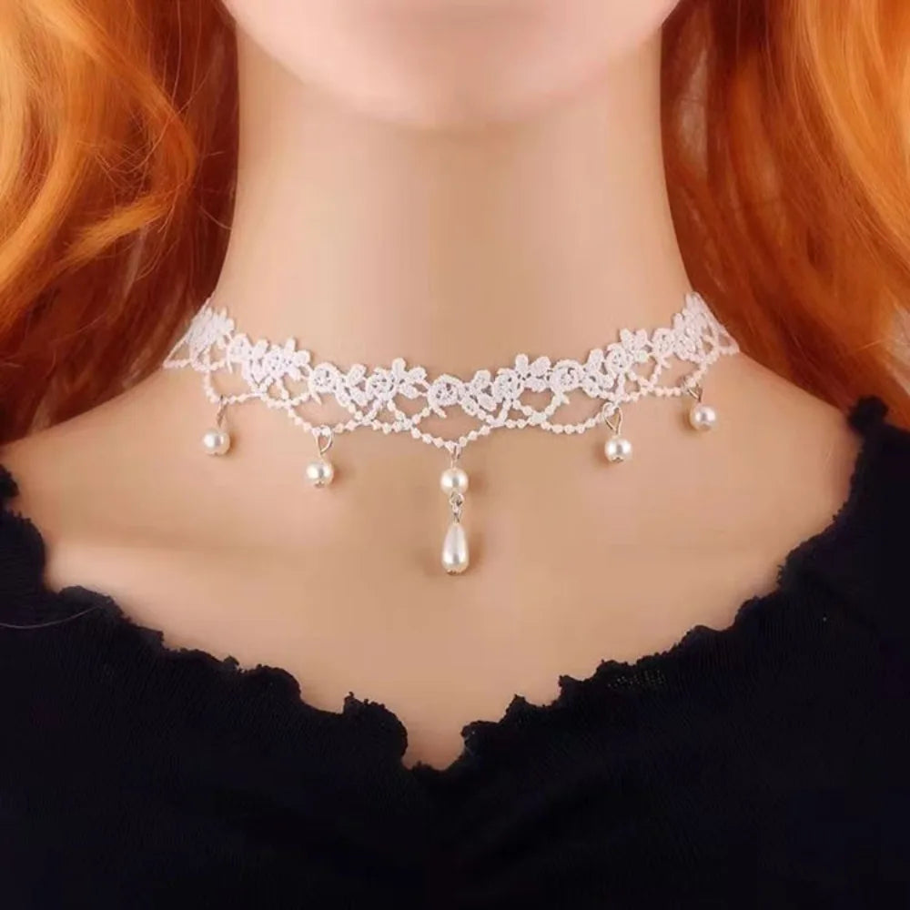 Black Lace Choker Necklace - Gothic Punk Collar view 13