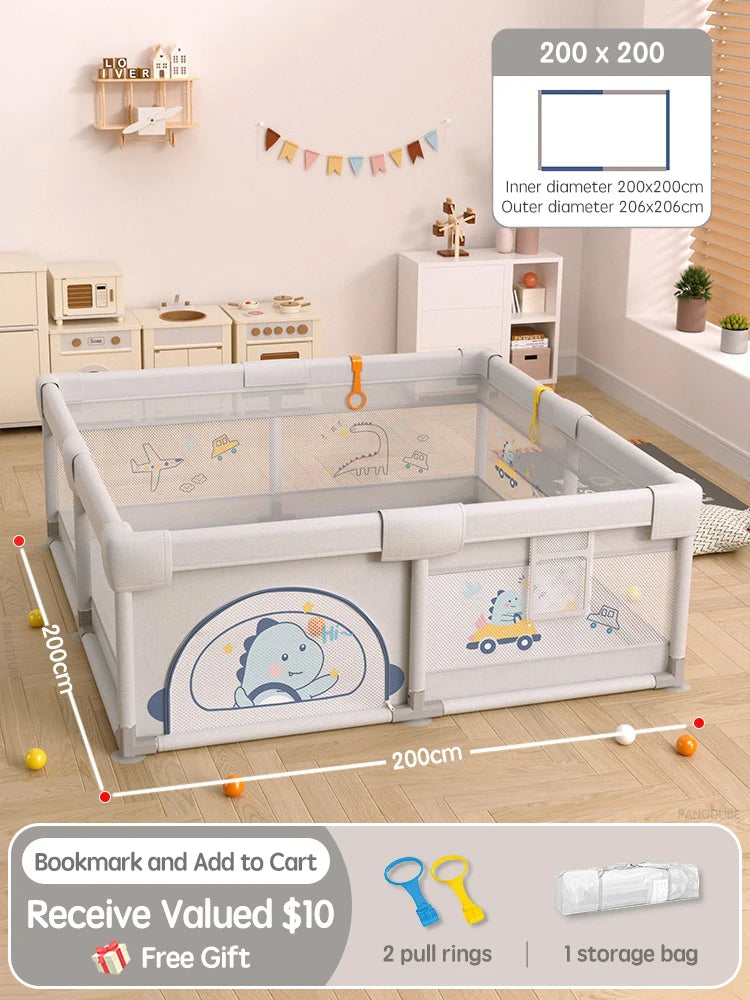 Panda Baby Playpen Kids Play Fence & Activity Gym — 4 Sizes (59×70, 59×78, 70×78, 78×78 in | 150×178–198×198 cm)
