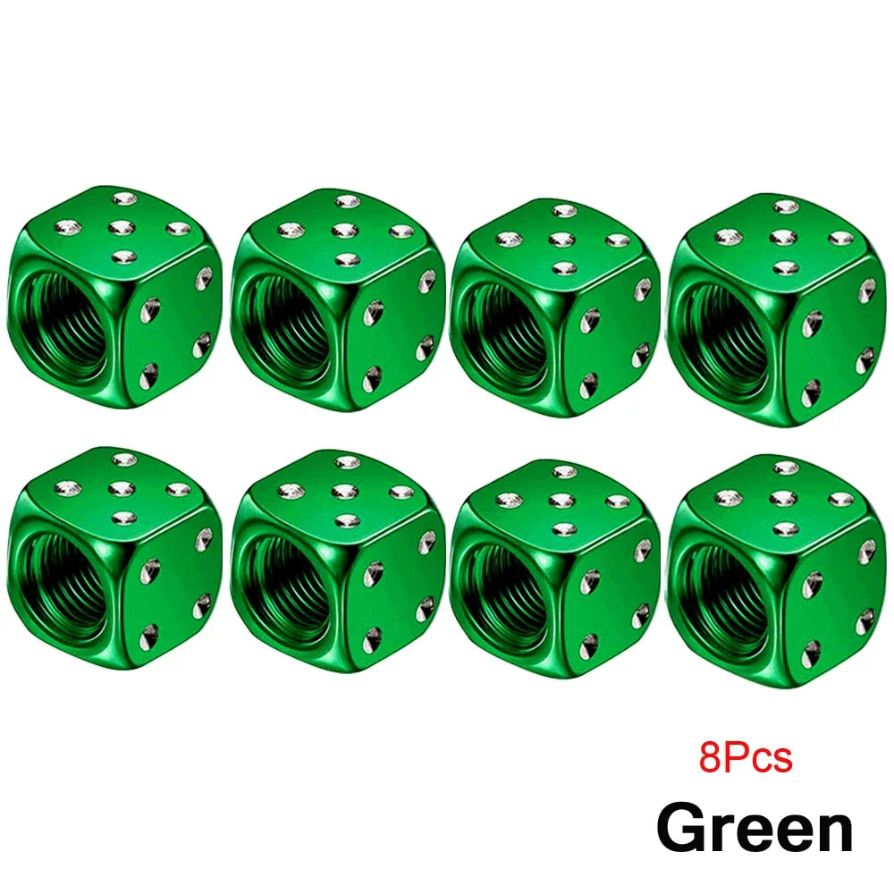 2/8-Pack Aluminum Dice Tire Valve Caps, Universal Wheel Stem Air Valve Covers for Car Truck Motorcycle Bike