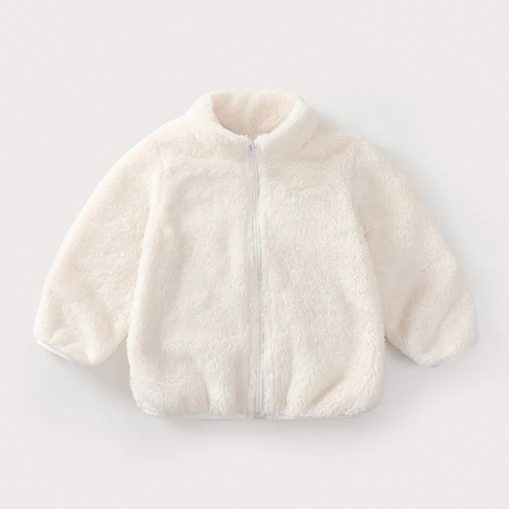 Toddler & Kids Plush Winter Coat – Warm Corduroy Turtleneck Zipper Jacket, Unisex (Ages 1-6 Years)
