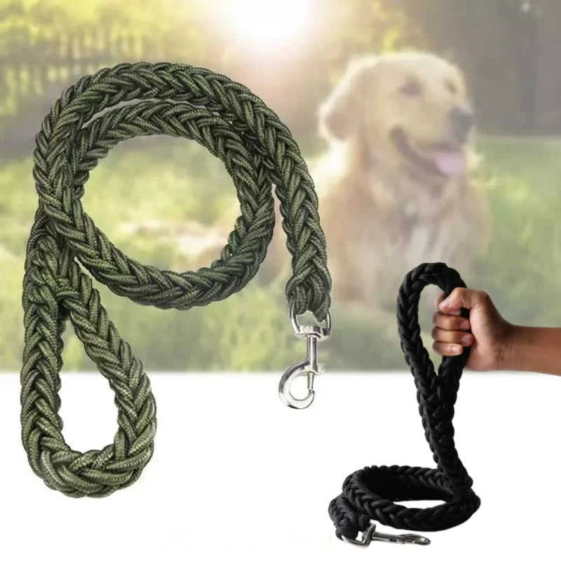 Large Nylon Braided Dog Leash 115cm (45.3in) Thick 2.0cm Rope Lead for Bulldog Rottweiler Hound