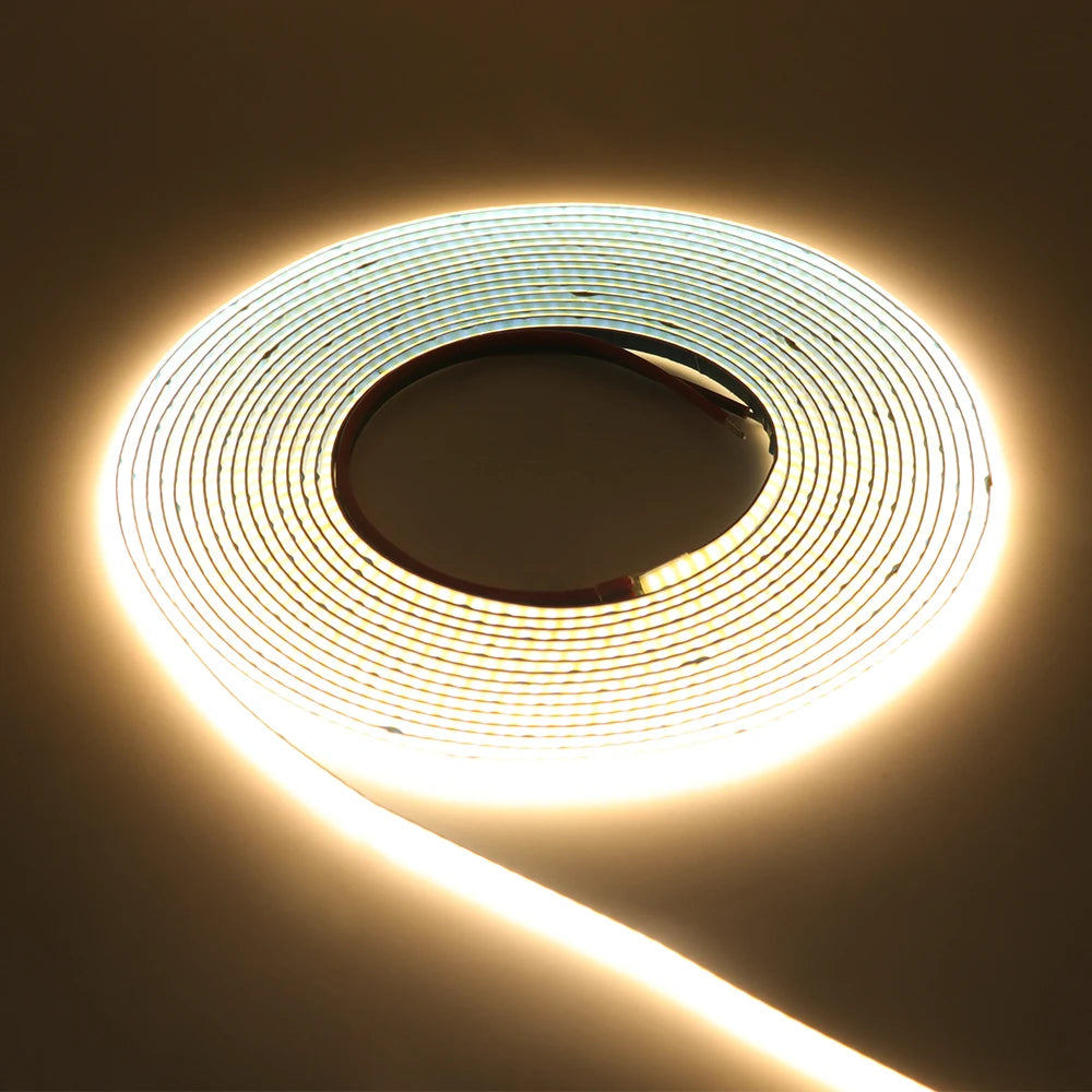 COB High-Density Flexible LED Strip Light – 320/384/480/528 LEDs/m, DC 5V/12V/24V, 3mm/5mm/8mm PCB Tape Light
