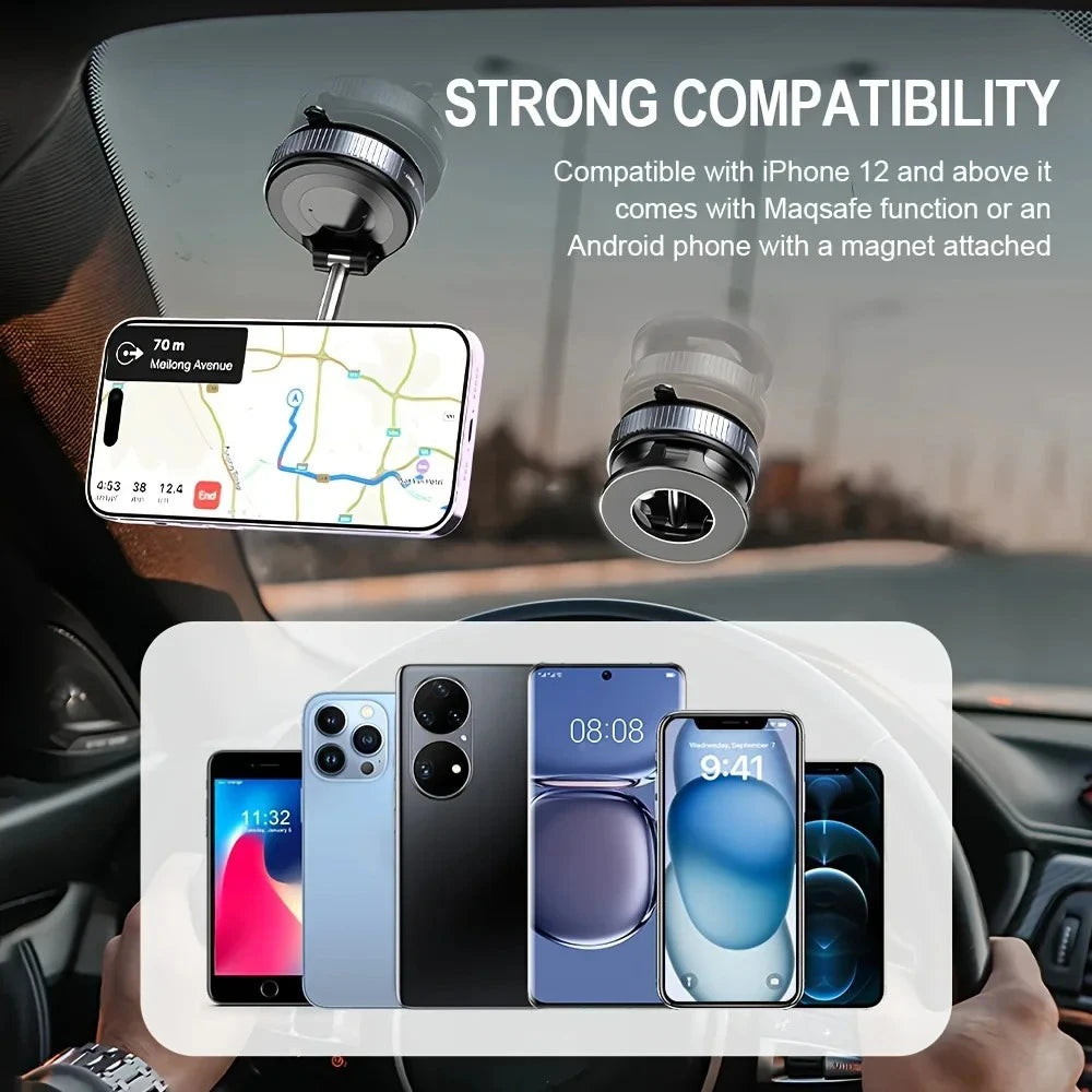 Universal Magnetic Car Phone Holder 360° Rotating Vacuum Suction Cup Mount for Dashboard and Windshield