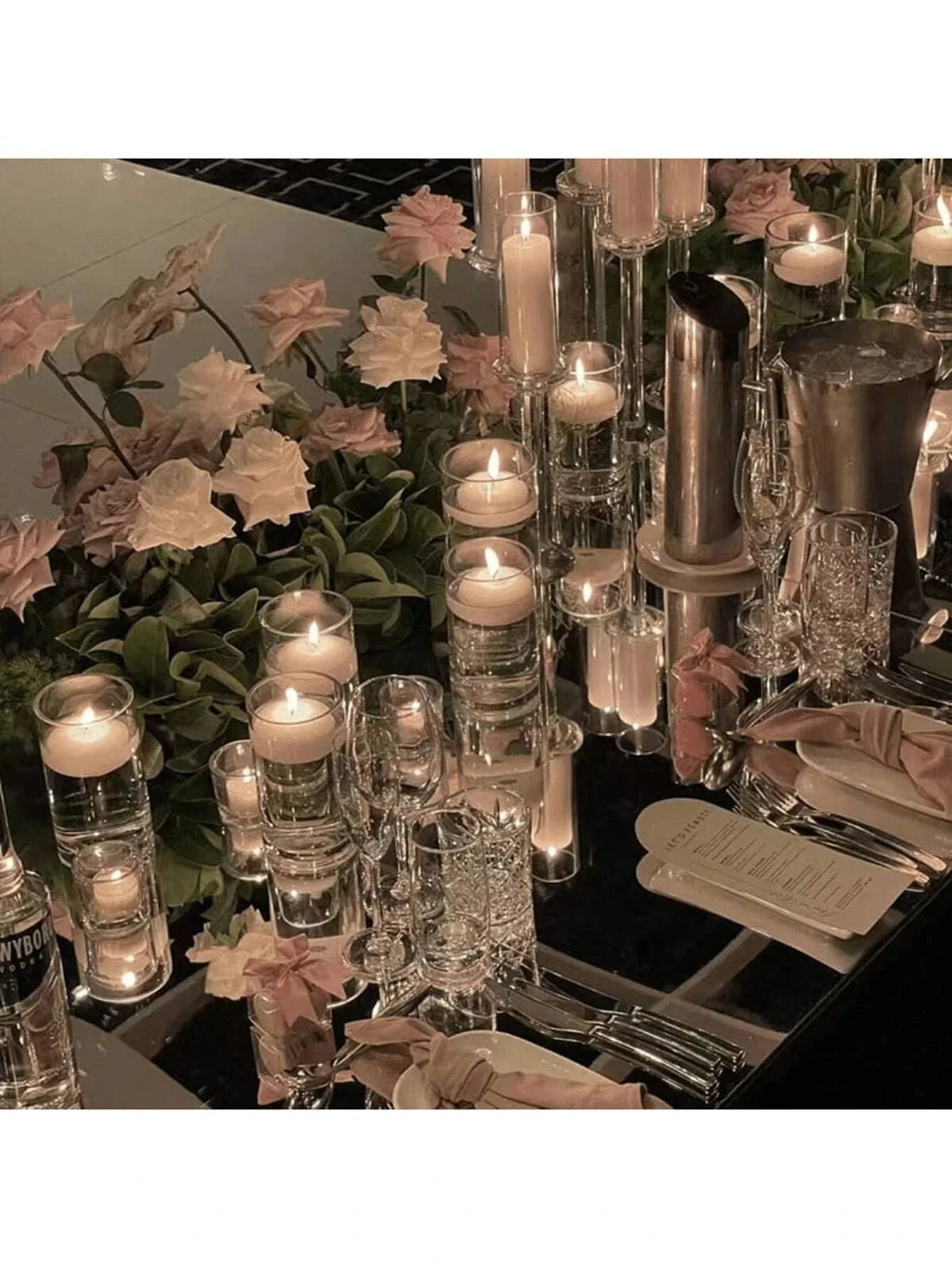 Clear Cylinder Borosilicate Glass Candle Holder Pillar Vase for Wedding & Party Centerpieces (Candles Not Included)