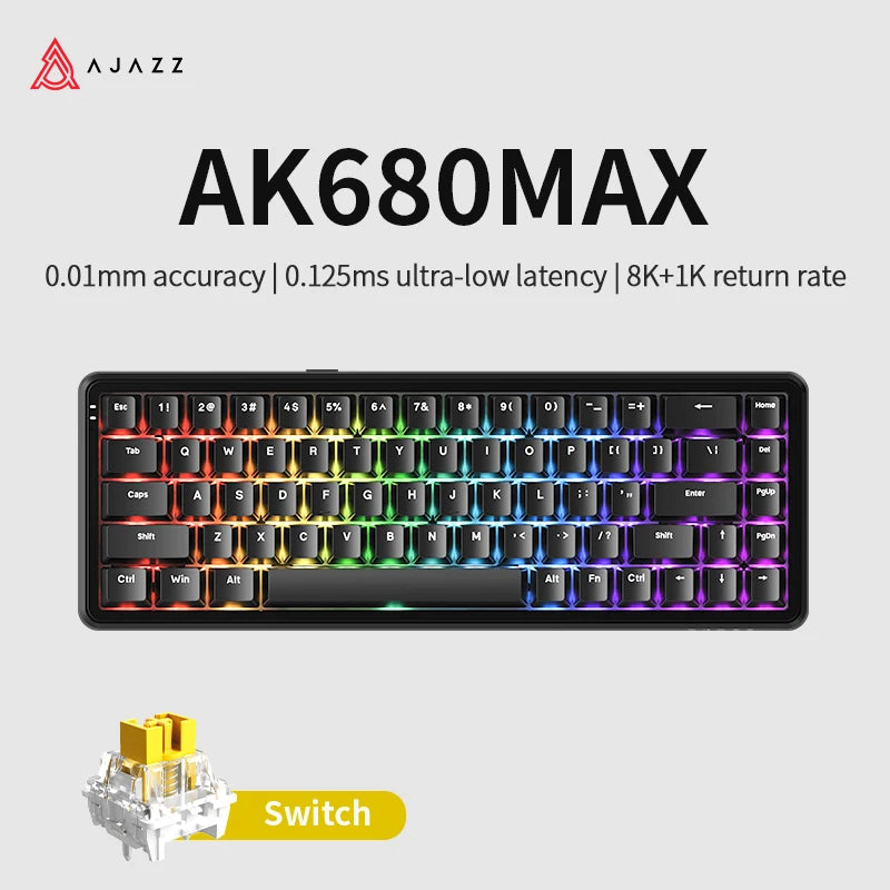 68-Key Magnetic Axis Mechanical Gaming Keyboard Hot-Swap RGB Wired & 2.4GHz Wireless USB