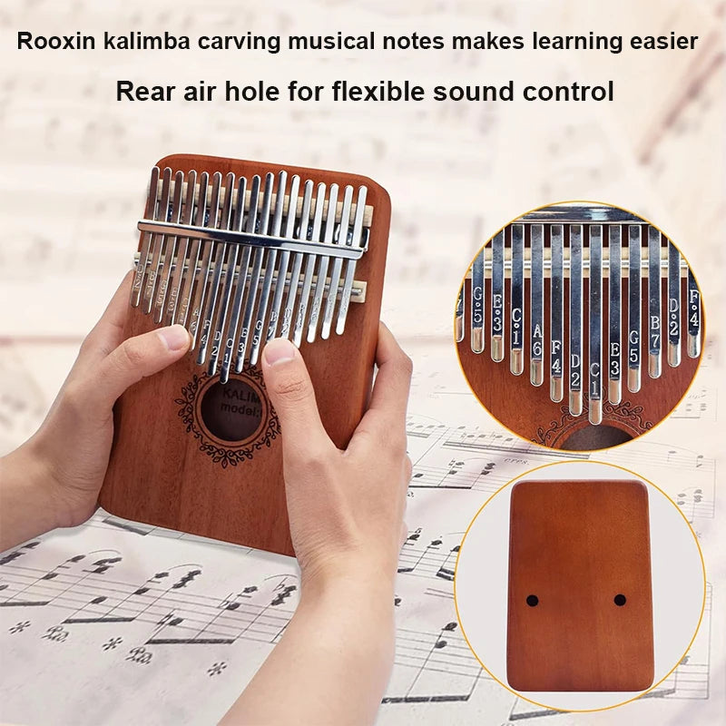 17 & 21-Key Kalimba Thumb Piano Finger Piano — Mahogany Mbira with Tuning Kit for Beginners