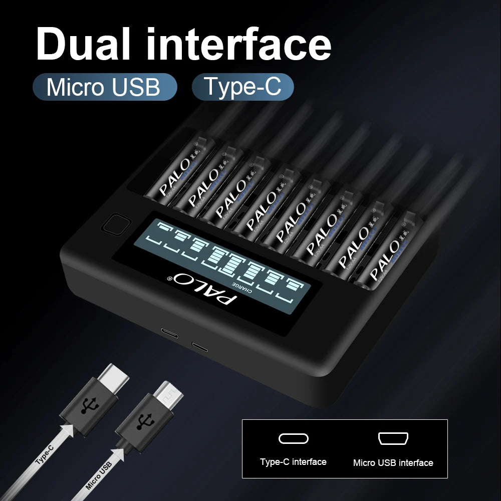 1.2V Ni-MH Rechargeable AA & AAA Batteries with 8-Slot Charger - AA 3000mAh / AAA 1100mAh