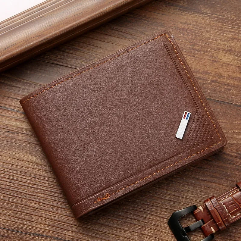 Men's Slim PU Leather Bifold Wallet – Compact 4.53 x 3.53 x 0.39 in (11.5 x 9 x 1 cm) Card Holder & Bill Compartment