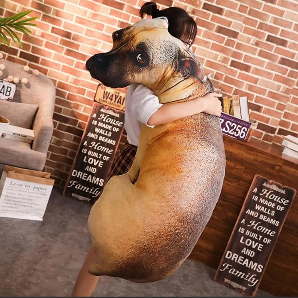 3D Lifelike Dog Head Throw Pillow Bendable Plush Cushion 7.87in (20cm) & 19.69in (50cm) Decorative Animal Pillow for Kids & Home