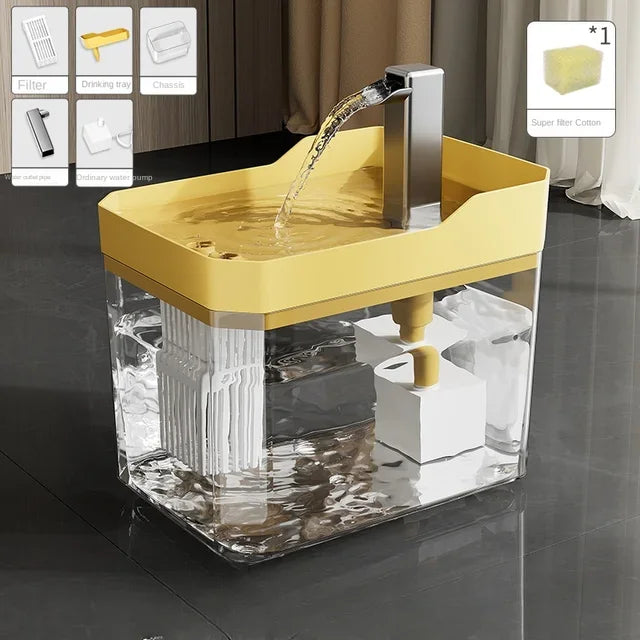 Automatic Cat Water Fountain 1.5L USB Recirculating Filtered Water Dispenser with Anti-Dry Pump, Transparent