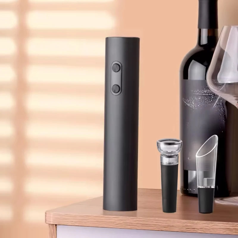 Electric Automatic Wine Opener Set — Battery-Powered Bottle Opener with Pourer, Vacuum Stopper & Foil Cutter Gift Set