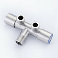 Double Outlet Stainless Steel Deck-Mount Faucet - 2-Way Washing Machine & Bathroom Tap, Double Handle Brushed Finish