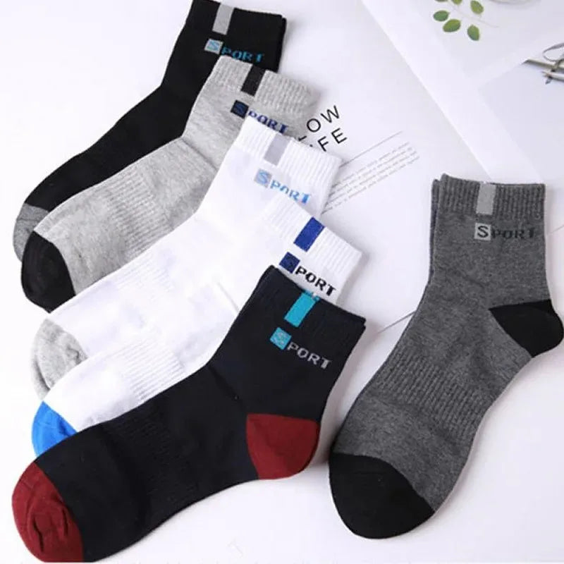 Men's Breathable Sports Crew Socks, 3/5/10 Pairs, Polyester-Cotton Anti-Odor Sweat-Absorbent