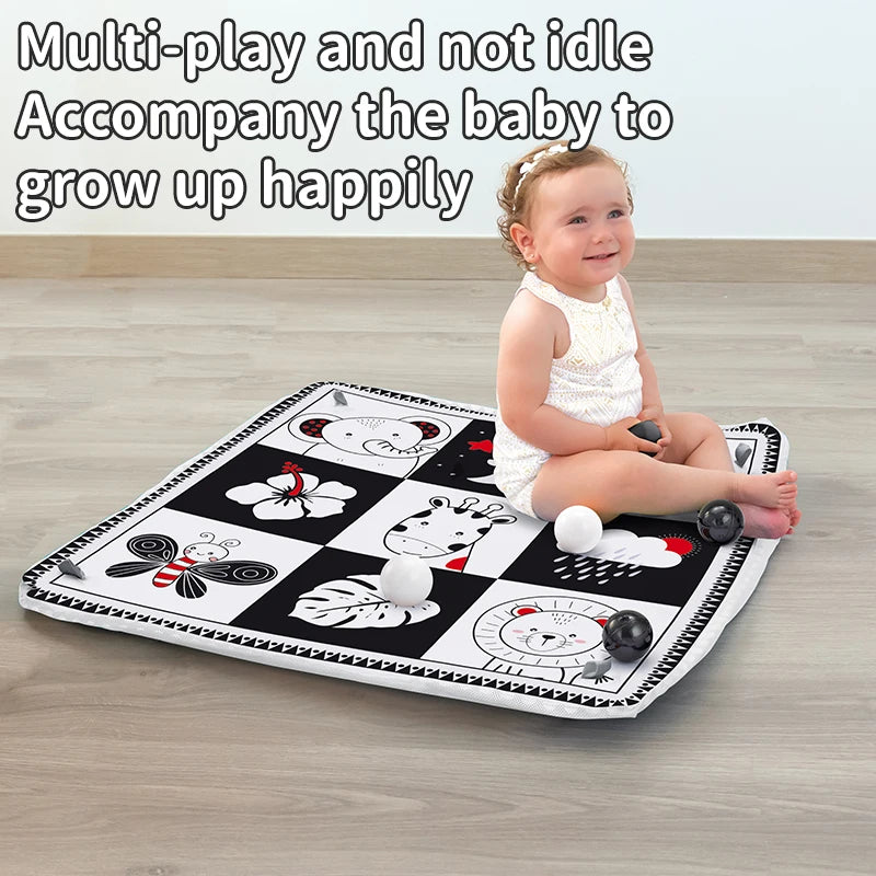 Baby Play Gym Activity Mat with Toy Bar — Tummy Time & Crawling Playmat for Newborns to 18 Months, 31.5 x 31.5 x 19.7 in (80 x 80 x 50 cm)