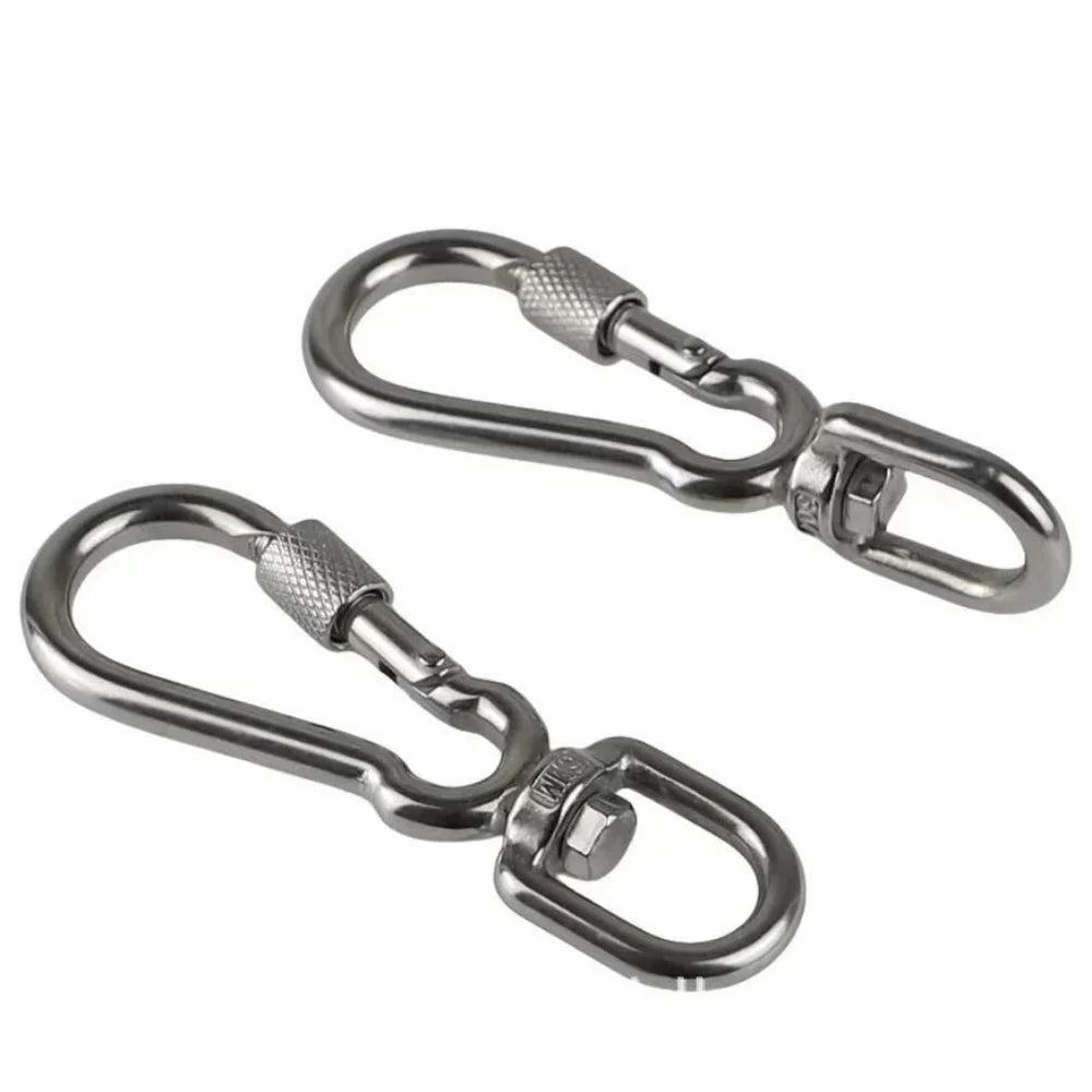 Stainless Steel Locking Swivel Snap Hook Carabiner for Dog Leash — Quick-Release 360° Tangle-Free