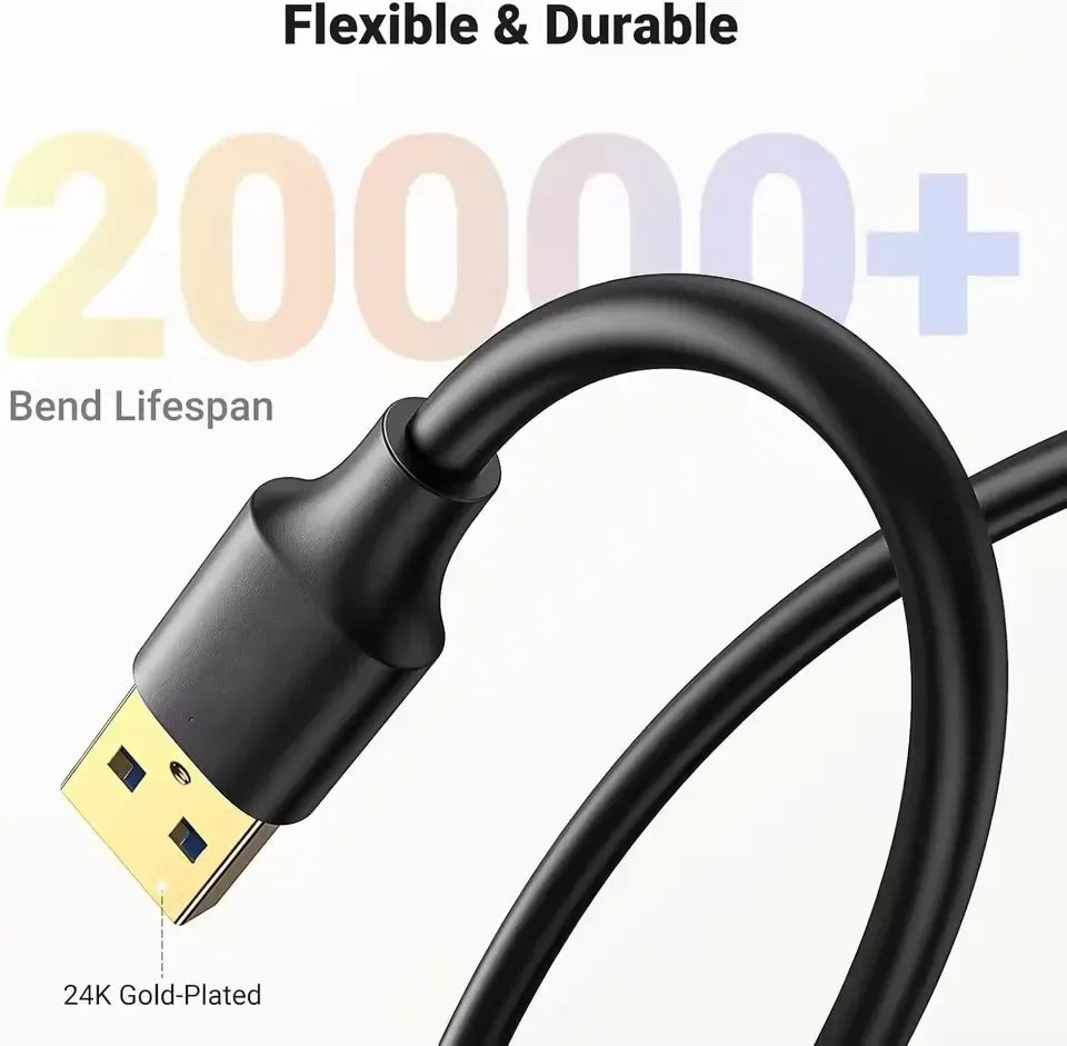 USB 3.0 & 2.0 High-Speed Extension Cable – 0.5/1/1.5/2/3 m (1.6/3.3/4.9/6.6/9.8 ft) for Smart TV, Xbox One, SSD, PC, Laptop