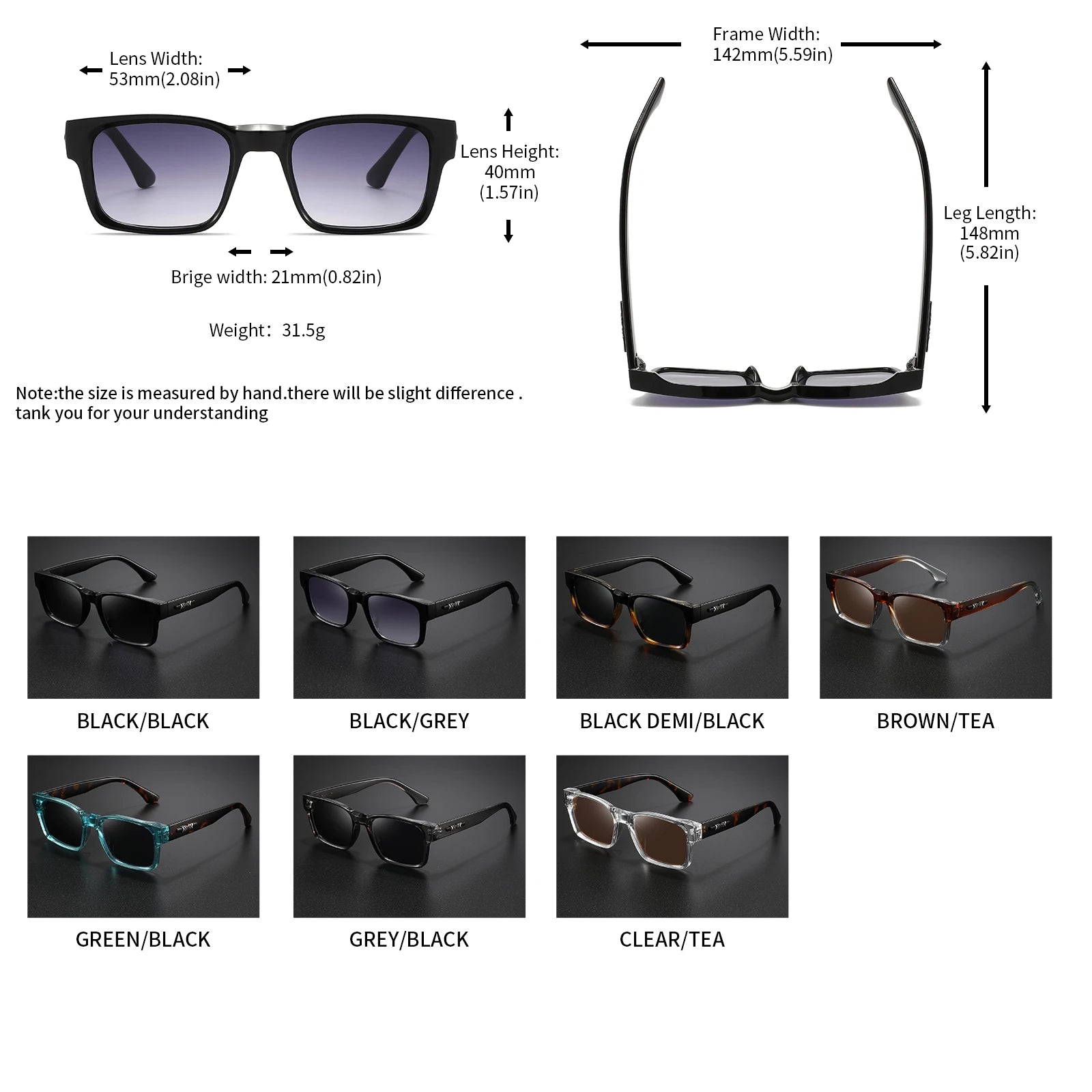Retro Punk Square Sunglasses - UV400 Polycarbonate Frame Unisex Protective Shades