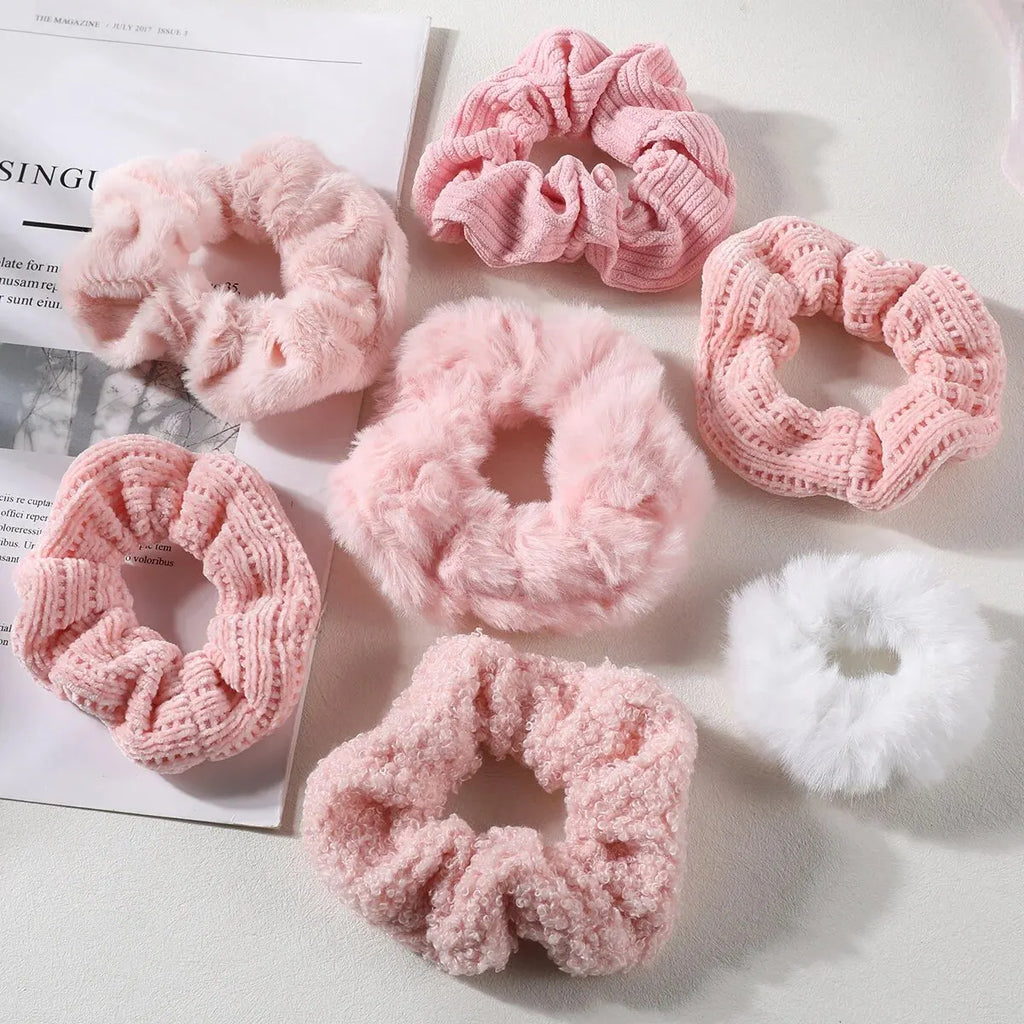 Plush Cotton-Blend Scrunchies Set 7 or 21 Pack - Elastic Hair Ties & Ponytail Holders for Women & Girls