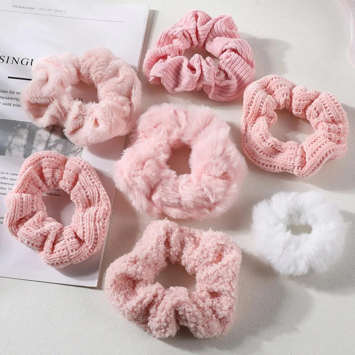 Plush Cotton-Blend Scrunchies Set 7 or 21 Pack - Elastic Hair Ties & Ponytail Holders for Women & Girls