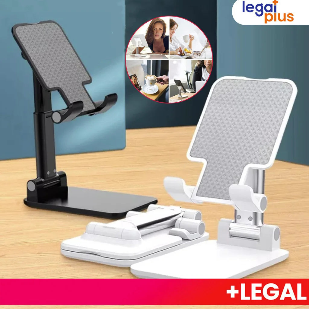 Adjustable Foldable Stand for Cell Phone and Tablet – Portable for Desk or Bed (Black/White)