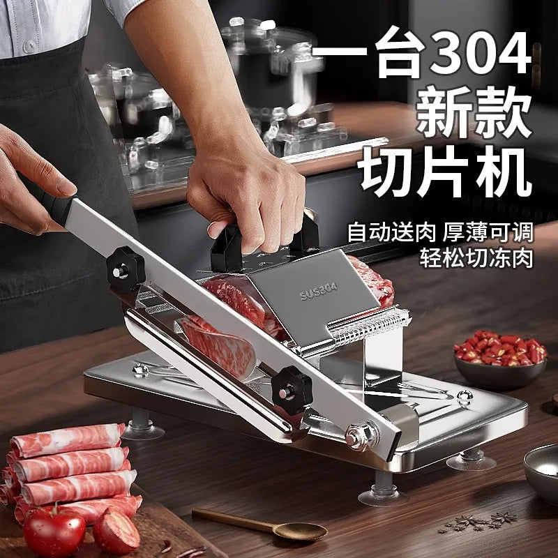 Mutton Roll Meat Slicer 200mm (7.9 in) Stainless Steel — Frozen Beef & Lamb Slicer for Hot Pot, BBQ & Home Kitchen