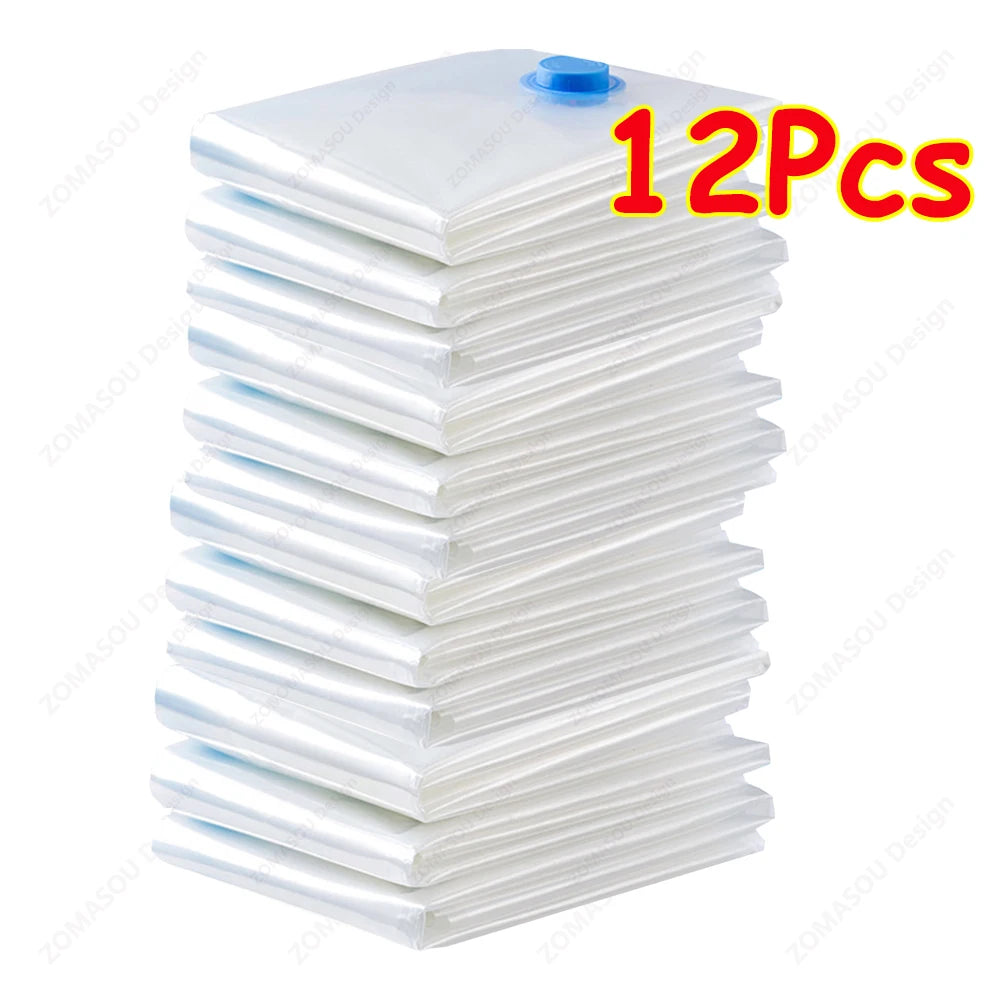 Reusable Vacuum Storage Bags — 1–24 Pack Space-Saving Compression Bags for Clothes, Blankets & Travel (11.8–51.2 in / 30–130 cm)