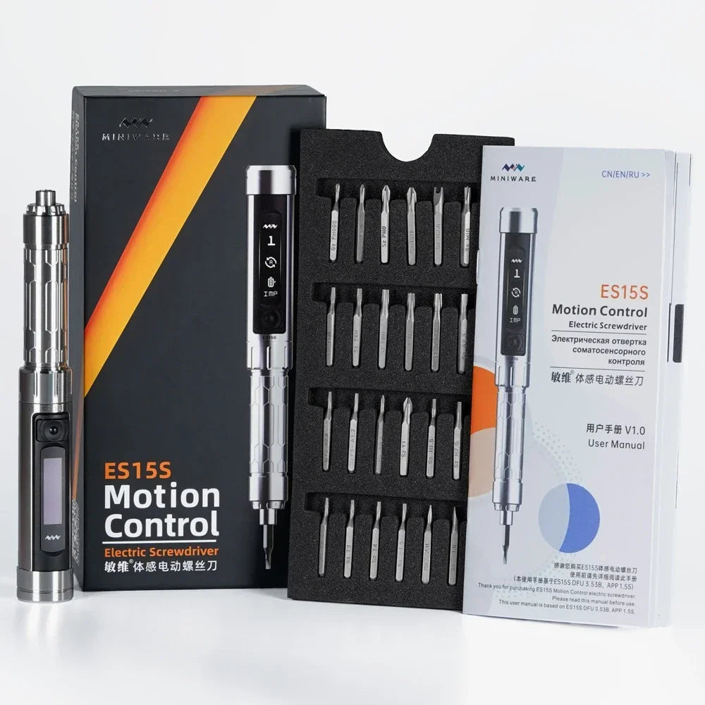 Smart Motion-Control Cordless Electric Screwdriver, USB Rechargeable with 4mm Hex Bit Set (16 pcs) & LED Light
