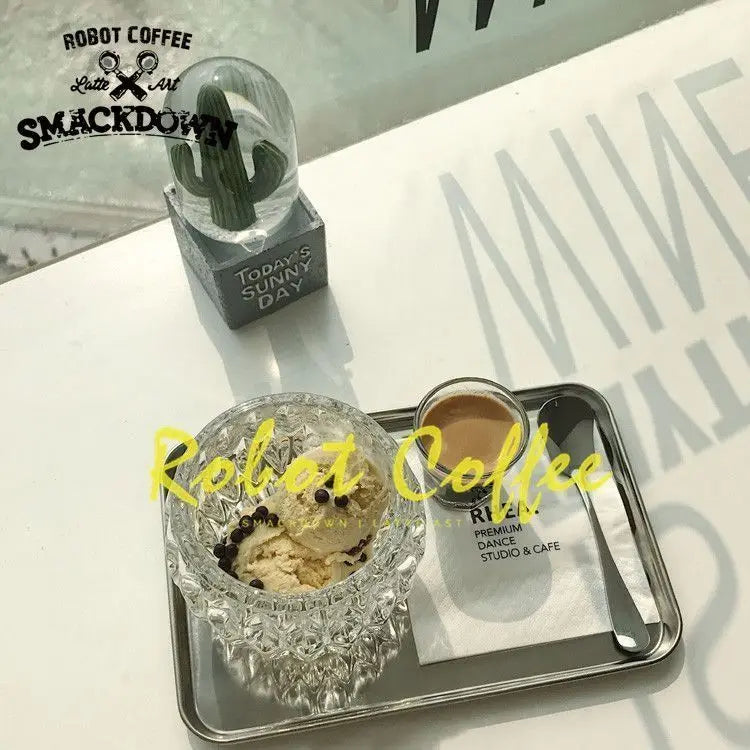Nordic Stainless Steel Rectangular Dessert & Snack Serving Tray for Coffee Shops and Home