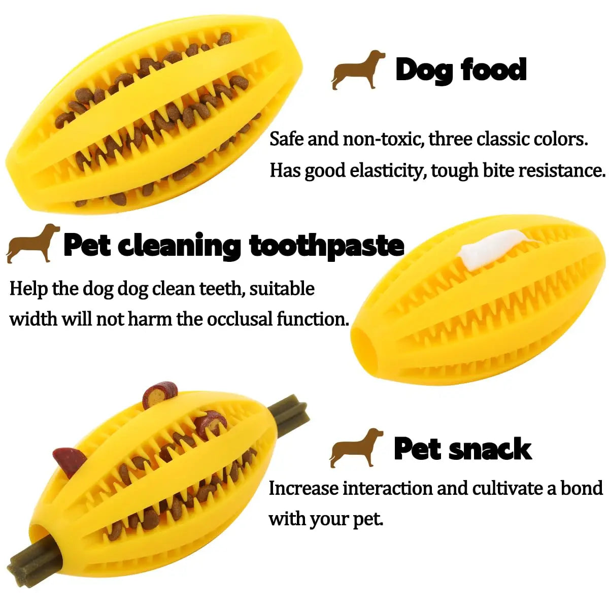 Natural Rubber Dog Chew Toy — Durable Treat-Dispensing Teeth-Cleaning Interactive Ball (9cm/3.5in & 11cm/4.3in)