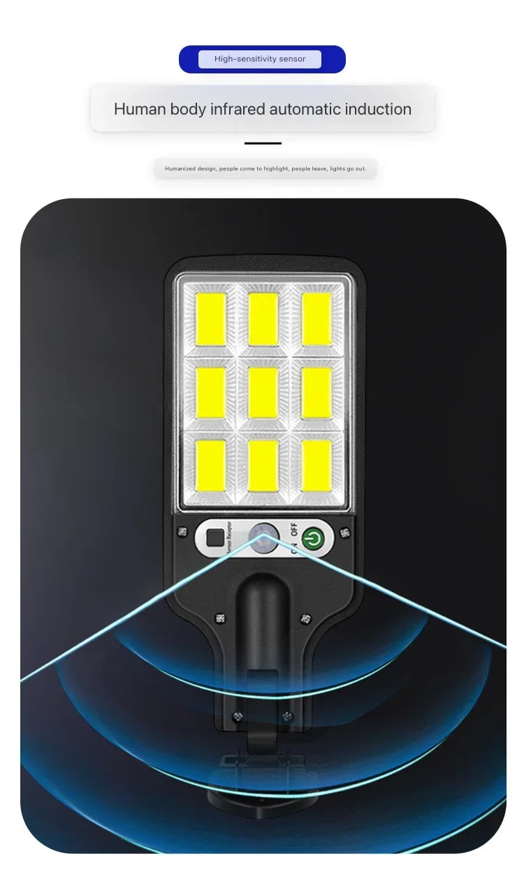 500 m² (5,382 sq ft) Solar Motion Sensor Wall Light — Outdoor Waterproof LED Solar Lamp with Remote for Garden, Patio, Driveway